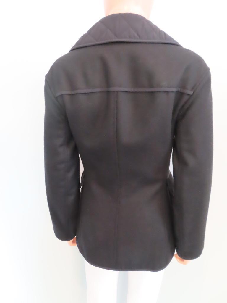 Hermes★素敵!Black Quilted Detail Wool Pea Coat NWT Hermes Black Quilted Detail Wool Pea Coat/Jacket F 34/US