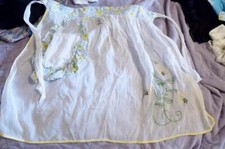 Vintage 50s-60s Hand Made Embroidered Sheer Voile French Maid Hostess half-Apron