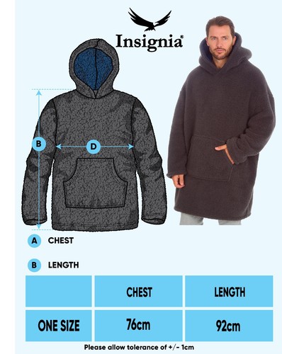 Mens borg sherpa Fleece Oversized Hoodie Warm Winter Hoody pyjamas top blanket - Picture 3 of 5