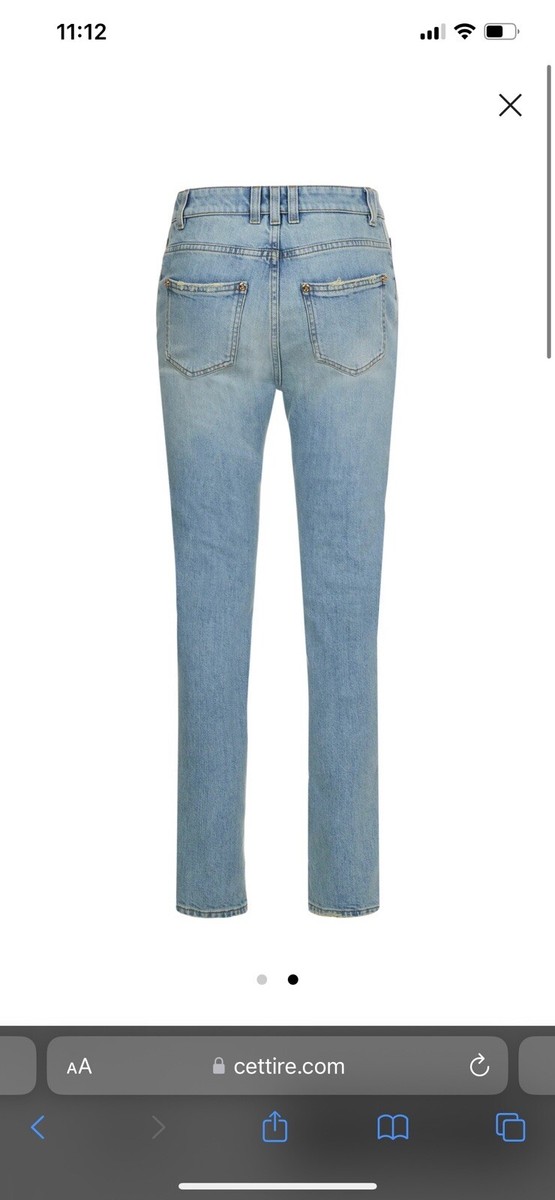 【関税&送料込み】Balmain High Waist Five Button See Throu NWT BALMAIN HIGH WAISTED JEANS WITH GOLD BUTTONS SIZE 38 FR