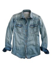Tin Haul Western Shirt Mens L/S Snap Denim Blue 10-001-0061-3002 BU