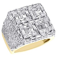 JFL Diamonds Ring 14K Gelbgold Pinky 10K Rund Baguette 21Mm 5,17 Ct