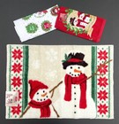 St Nicholas Square Merry Mistletoe Snowman Kitchen Bath Hand Towels & Rug/Mat