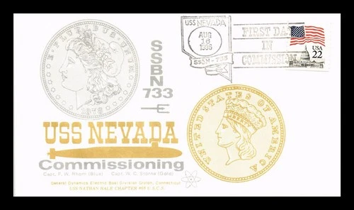US COVER USS NEVADA SSBN-733 FIRST DAY IN COMMISSION NAVAL CANCEL
