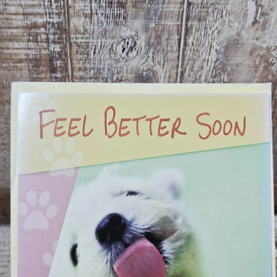 Leanin Tree Get Well Soon Greeting Card Puppy Blue Pink Funny Humor - Image 3 of 4