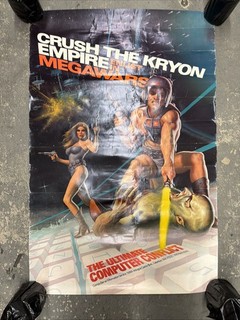1980s CompuServe MEGAWARS Video Game Promo Poster Crush the Kryon Empire 38x25