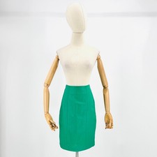 Vintage 80s JH Collectibles Kelly Green Genuine Leather Pencil Skirt