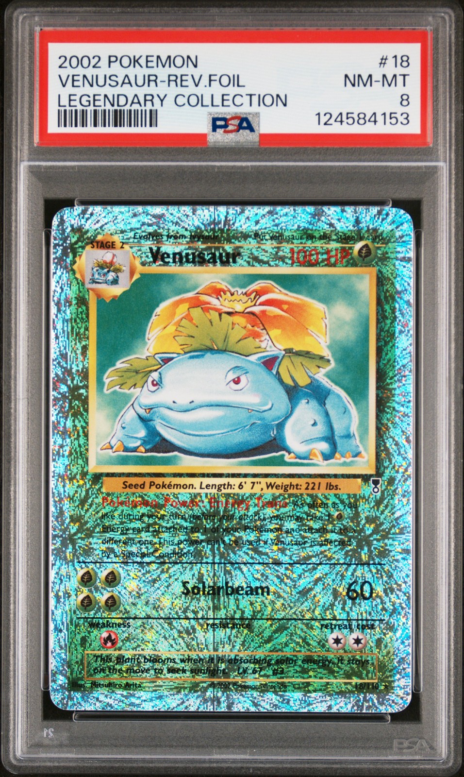 2002 POKEMON LEGENDARY COLLECTION #18 VENUSAUR-REVERSE FOIL PSA 8