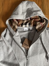 Gray Burberry Zipper Hoodie Men's