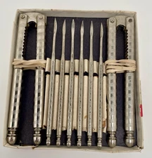 Vintage HMQ Nut Crackers and 6 Nut Pick Set in Original Box