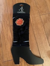 Black A Design Acrylic Leg Warmers w/Front Orange Bow. One Size.