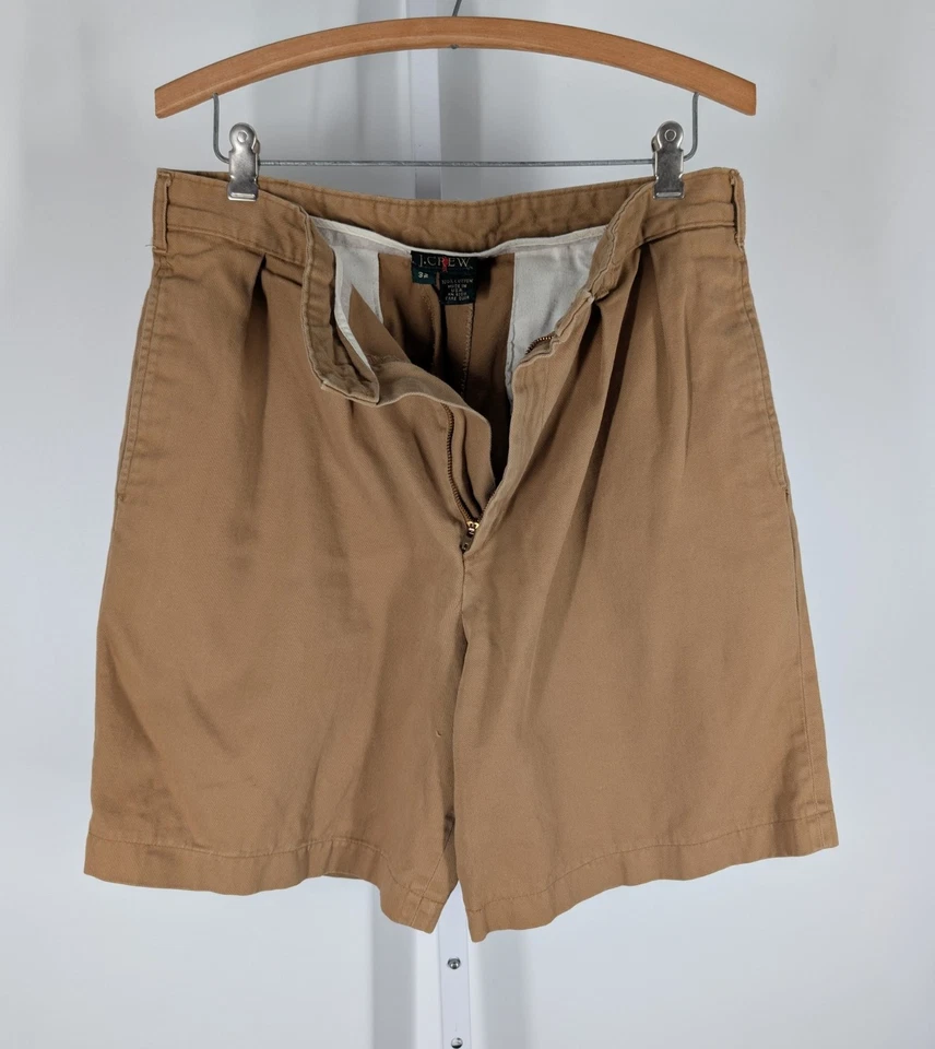 Винтажные мужские шорты 80-х 90-х J.Crew Oarsman сделано в США плиссированные желтовато-коричневые 32 - Изображение 4 из 4
