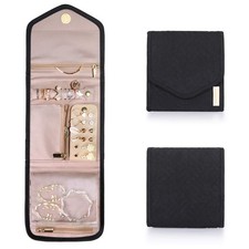 BAGSMART Travel Jewelry Organizer Case Foldable Roll for Small, Black