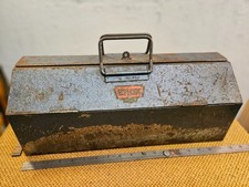 1940s ENOX Barn Type Metal Toolbox With Lift Out Tray Made in England 18" x 8"