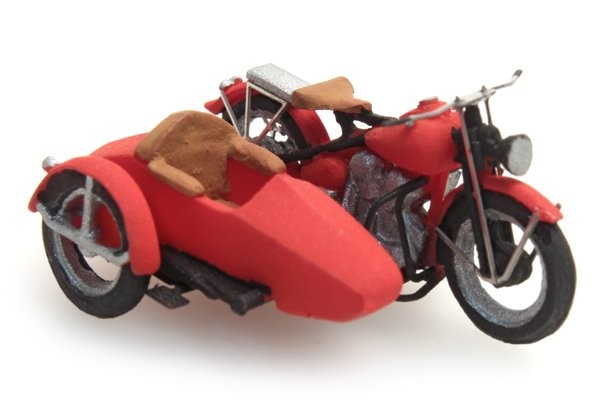 Artitec 387.29 - 1/87 / H0 US Liberator Motor Red with Sidecar - New