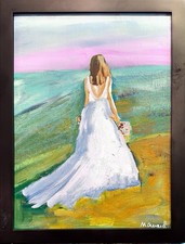GERARD 10x13 IN-Abstract Expressionist Original Oil Painting Beach Wedding