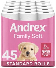 Image of Andrex Family Soft Toilet Tissue 45 Rolls Previously Andrex Gentle Clean Gent...