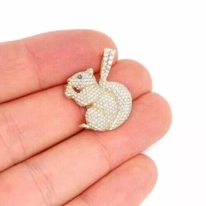 Authentic Lab Created Diamond Rabbit Charm Pendant 14K Yellow Gold Plated 2.00Ct Round Cut