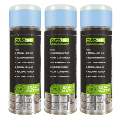 3x Autotek Ford Bermuda hellblau hohe Deckkraft Aerosol Sprühlack 300 ml