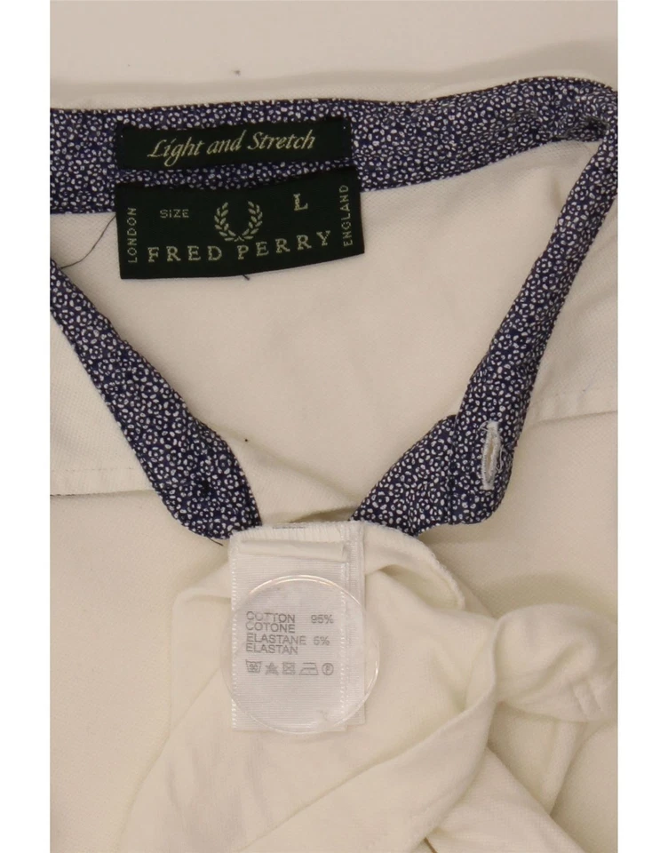 FRED PERRY Womens Long Sleeve Polo Shirt UK 16 Large White Cotton CK13 - Image 3 of 3
