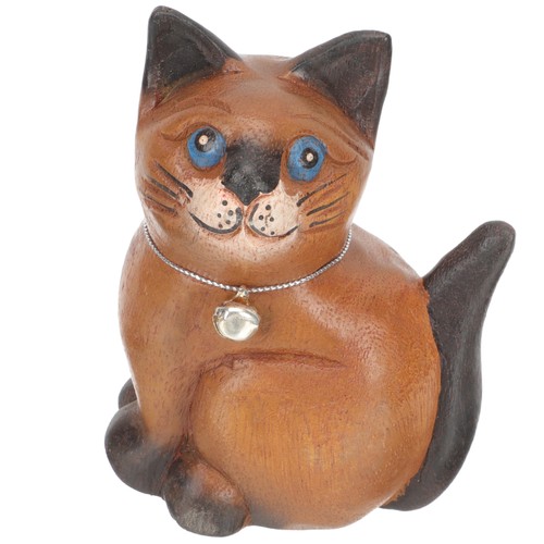 Adornos de gatito tallados en madera estatuillas de gato miniatura estatua de madera - Imagen 8 de 12