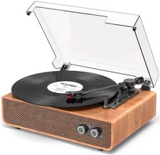 Vinyl Record Player Vintage 3 Speed Turntable Bluetooth with Upgraded Speaker...