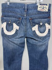 Vintage True Religion Relaxed Jeans Flap Patches Made In USA 33X31 Whiskers READ