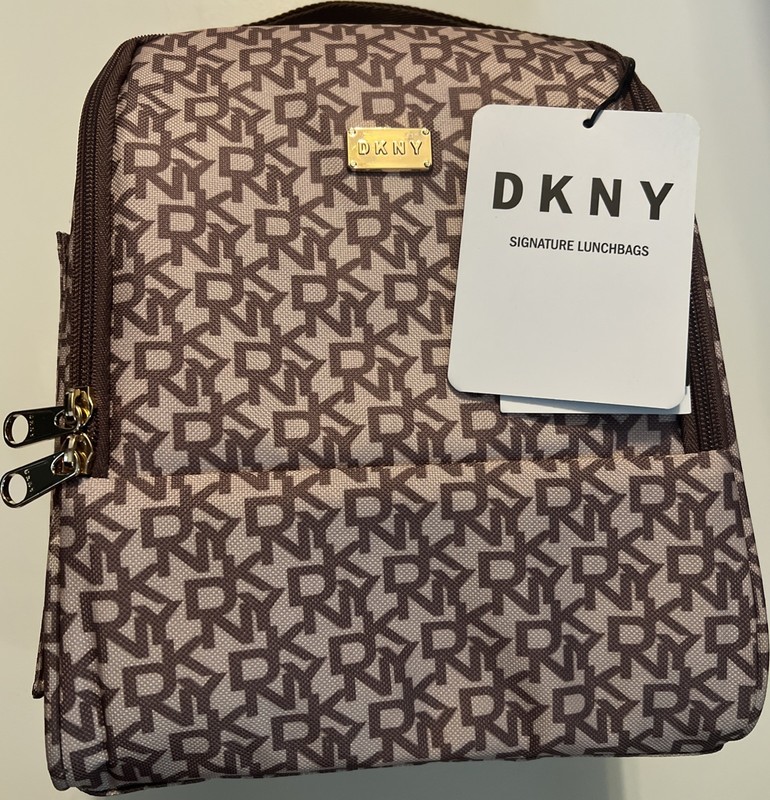 DKNY Lunch Bag Signature Zipper Insulated Water Resistant Side Pocket