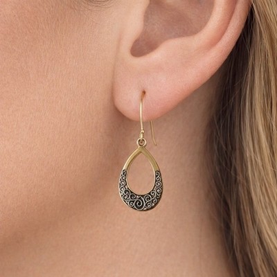 Vintage Sterling Silver 925 Vermeil Teardrop Earrings Filigree Jordan 1.25 