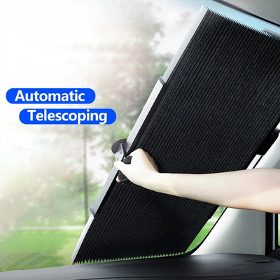 Retractable Car Windshield Sun Shade UV Protection Aluminum Foil Visor