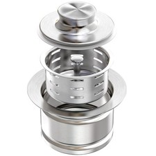 Extended Garbage Disposal Flange with Strainer and Stopper, Deep 304 Stainles...