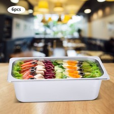 6 Pack 1/3 Size 4" Deep Stainless Steel Steam Table Pans Hotel Food Prep Pan