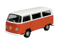 Welly 1972 Vw Volkswagen Transporter Bus T2 WHITE-ORANGE 1:34 Die Cast Model New