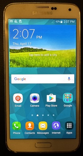 Samsung Galaxy S5 SM-G900P (Sprint) White 16GB Fast Ship Very Good Used 1 Crack - 第 1/4 張圖片