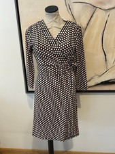 New! Ann Taylor, Black And Tan Geo Print Wrap Dress Size 8