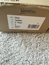 International Dance Shoes: Elena Rhythm Shoes (Tan Satin) With 2” Vogue Heel