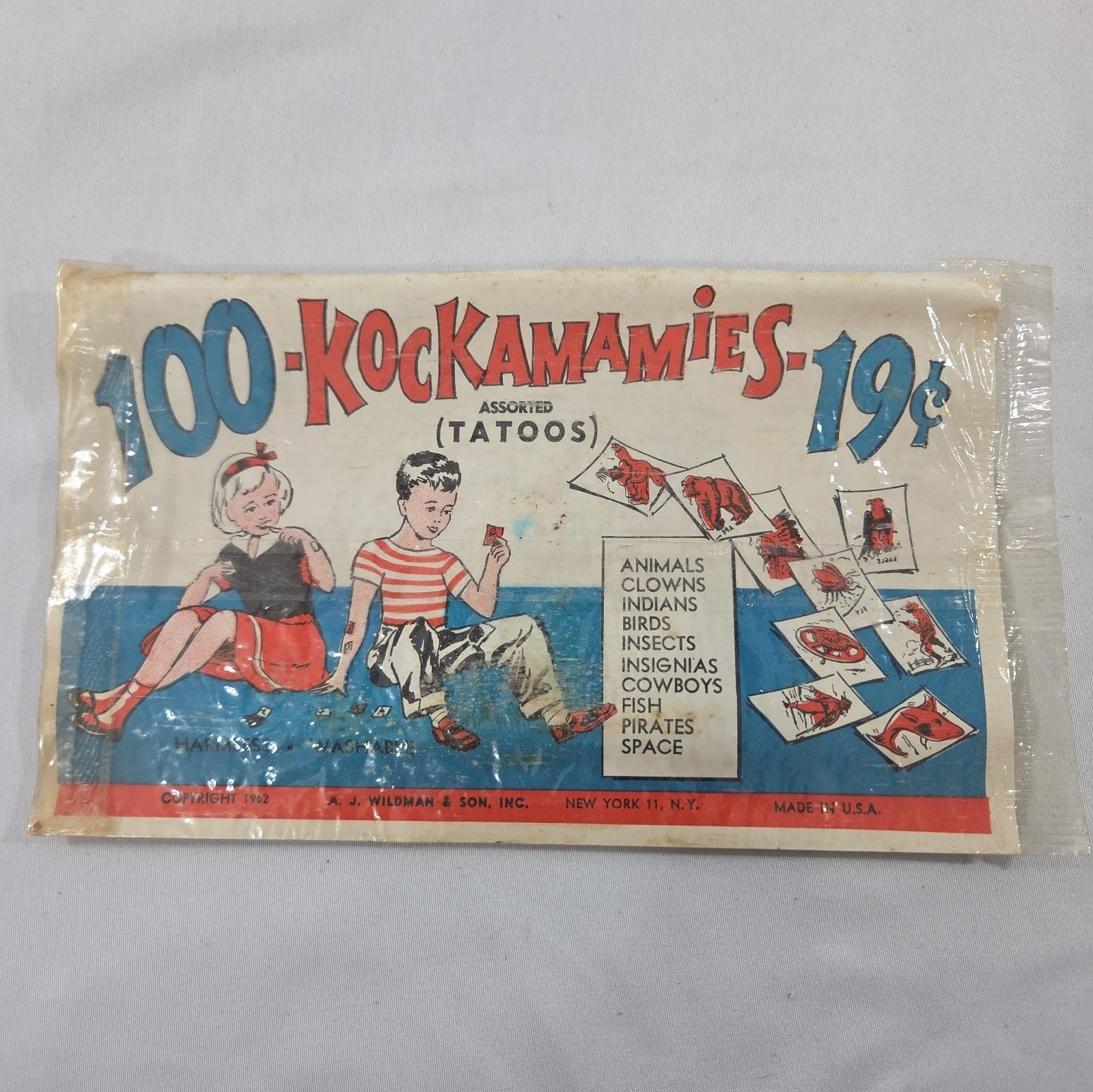 Vintage 1962 Washable Tattoo Sheet Kockamamies - A.J. Wildman NY USA - NEW NOS - product detail image 3