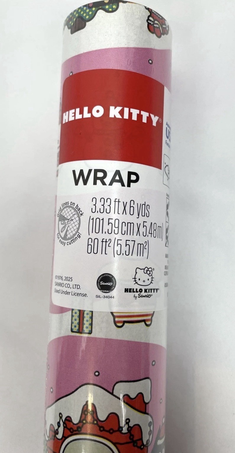 Hello Kitty Christmas Sanrio Gift Wrap Wrapping Paper Roll Pink My Melody New!