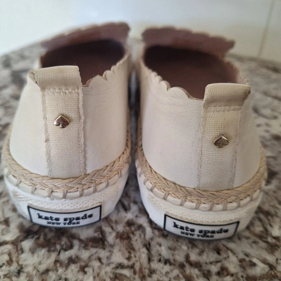 Женские слипоны Kate Spade Loren белая кожа волнистая эспадрилья размер 7,5 США - Изображение 4 из 4