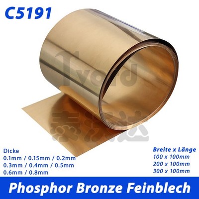 Phosphor Bronze Feinblech Plattenfolie Rolle Phosphorbronze Band 0.1~0.8mm Dicke