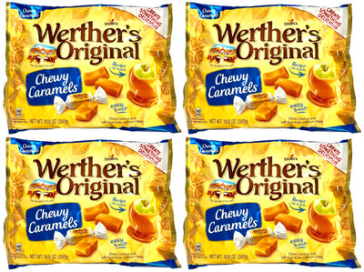 Werther's Original Chewy Caramel Candy Easy to melt, 10.8oz each-Pack of 4 Bags