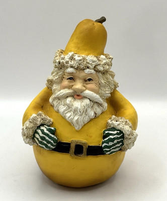 Vintage Roly-Poly Pear-Shape Santa Figurine - Resin 4'' Tall