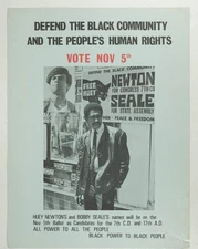 Original Very Rare 1968 Black Panther Party poster Vote Nov. 5th  Newton  Seales