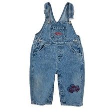 Oshkosh B  Gosh Y2K Baby Size 12 Mos Embroidered Truck Country Denim Bib Overalls