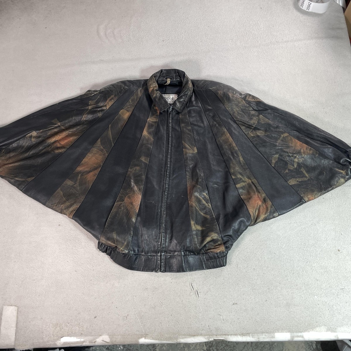 Vintage Saticci Collection Leather Cape Womens Medium Black 