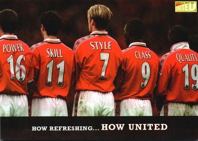 Postkarte:: Fußball, Manchester United, Power Skill Style Class Quality, Beckham