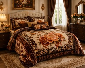 HST Quilted Satin 3 Piece Bedspread Coverlet Cover Set Paisley Design Luxury