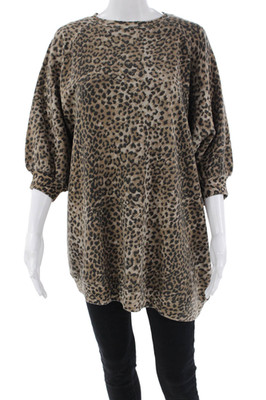Ragdoll Womens Animal Print Sweatshirt Brown Black Cotton Size Extra Small
