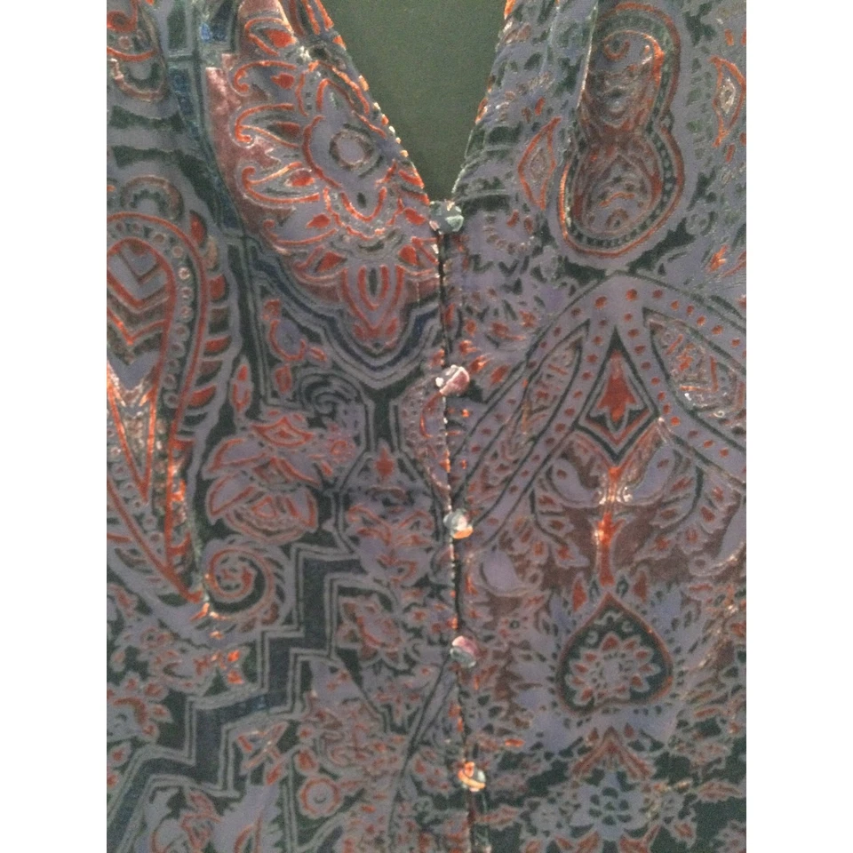 Blusa Tahari Mujer Terciopelo Burnout Mediana Roja Borgoña Top Whimsigoth Grunge Foto 2 de 4