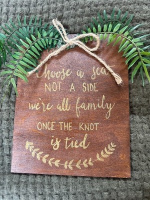 Handmade Wood Seating Sign 8''x10'' Wedding Event Destination Gold Writing